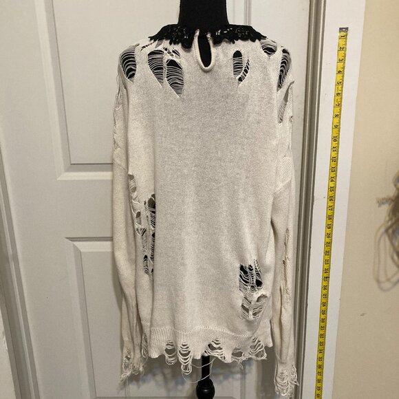 Dolls Kill Widow Midnight Dreary Distressed Sweater - Picture 2 of 5
